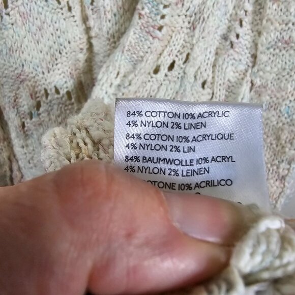 Anthropologie Pilcro Pointelle Duster Cardigan S Cream Open Front Boho Hippie - Picture 3 of 10